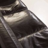 Stouby black leather sofa, Denmark 1970s