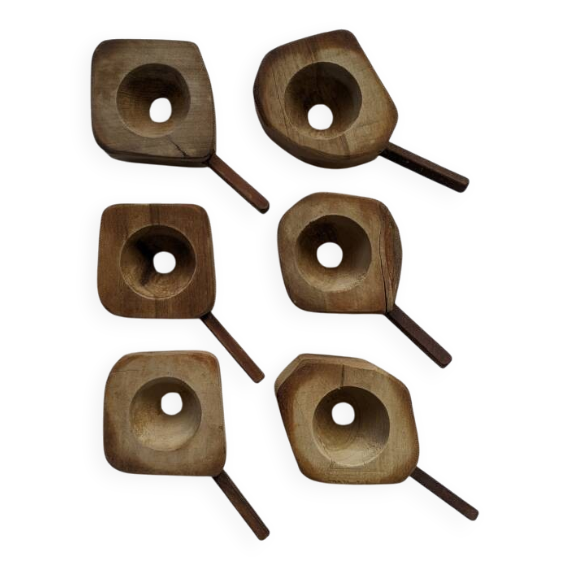 Set of 6 egg cups folk art brutalist countryside decoration