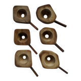 Set of 6 egg cups folk art brutalist countryside decoration