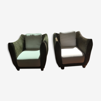 Lot de 2 fauteuils en rotin