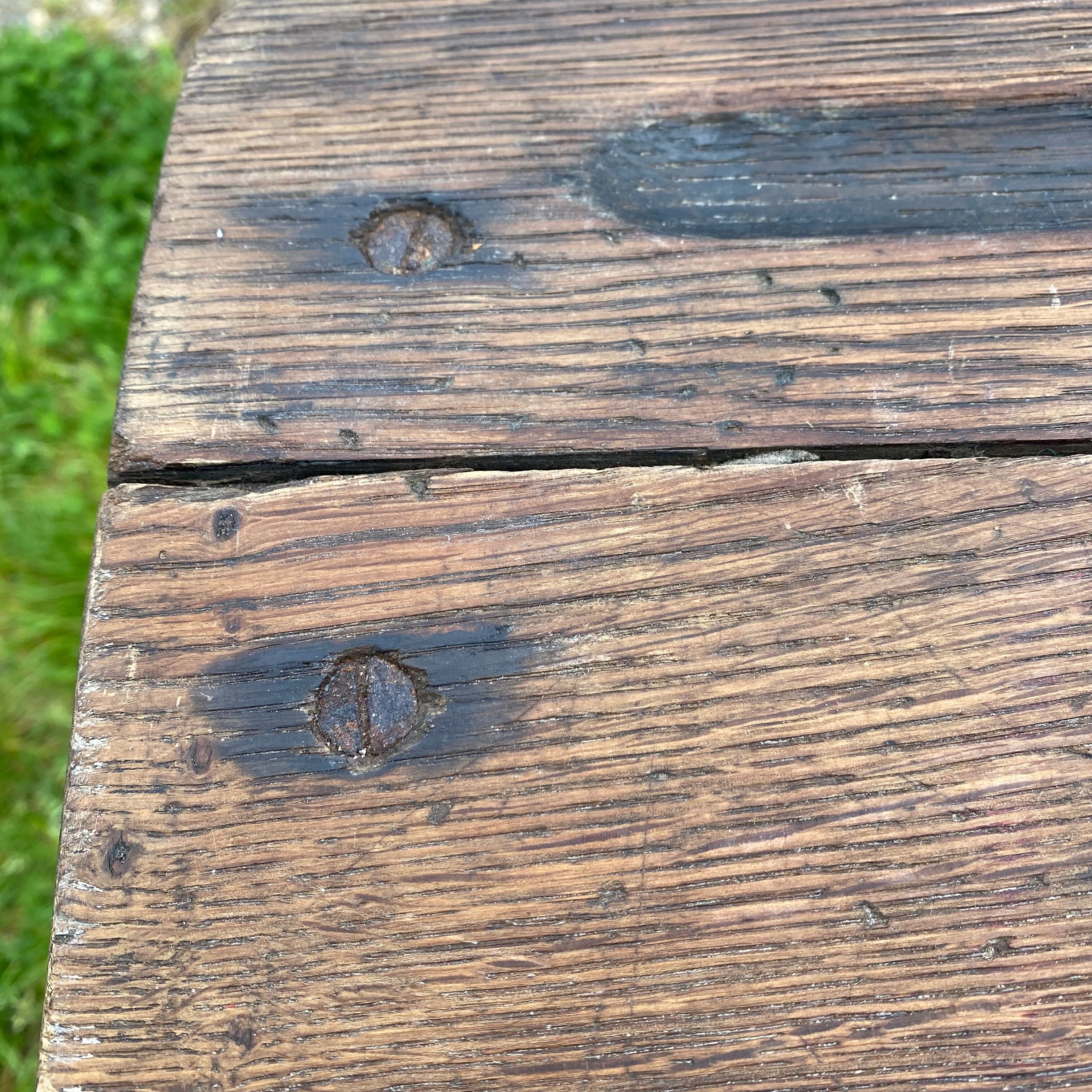 Old school desk in wood and cast iron