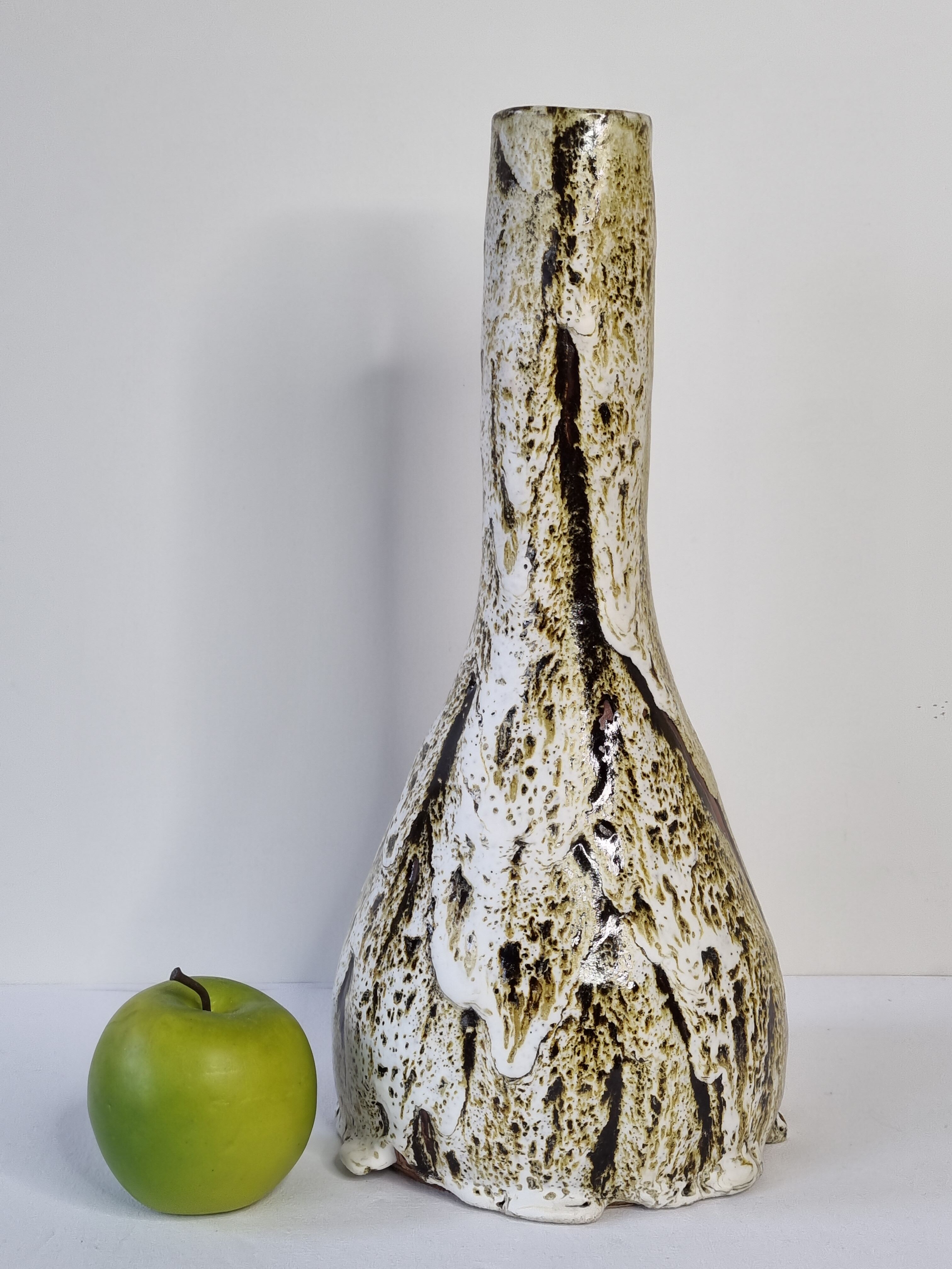 Fat lava glazed ceramic bottle vase