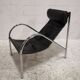 Pair of "Omega" armchairs, chrome-plated metal and leather, Habitat vintage 1980