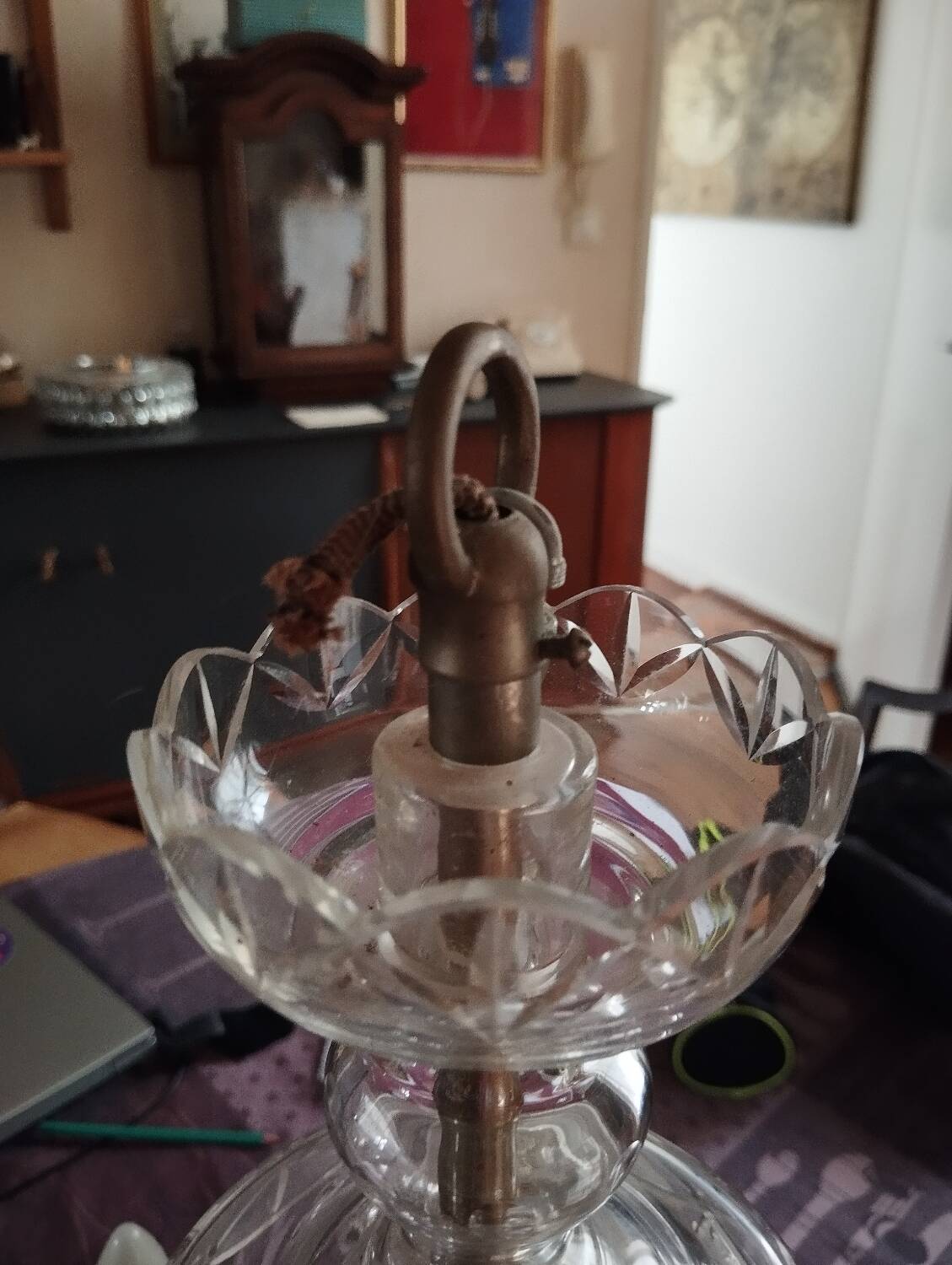 Lustre vintage en cristal, italie, 1940s