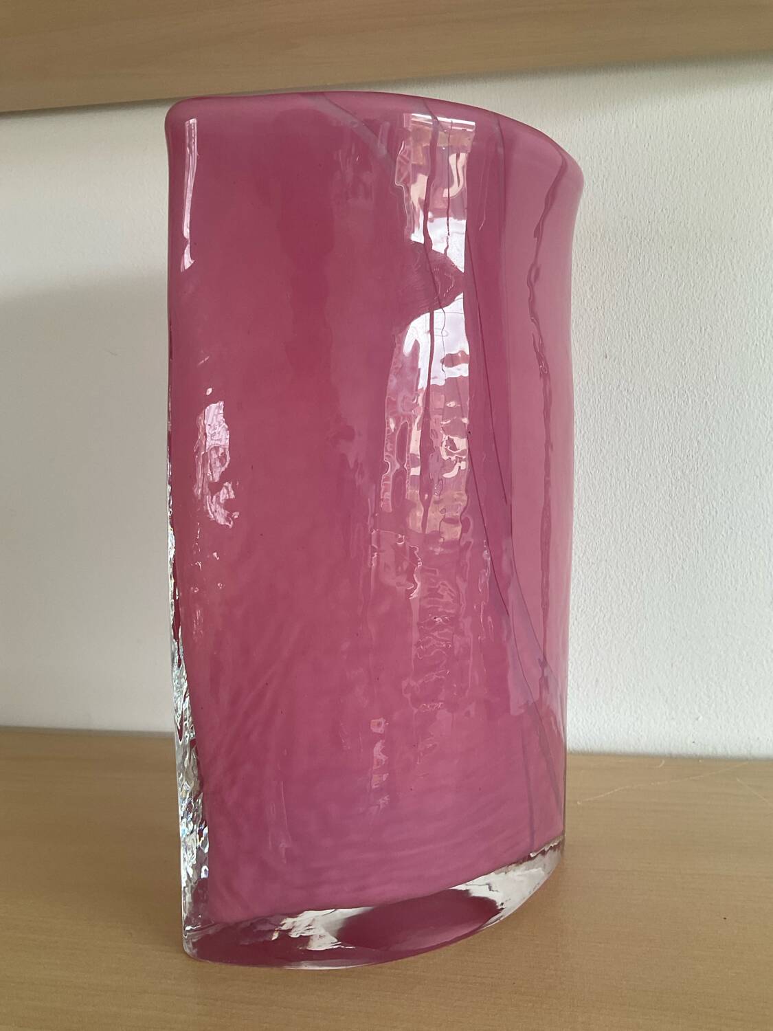 Vintage pink glass paste vase