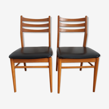 Lot de 2 chaises bois et skai