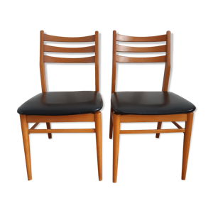 Lot de 2 chaises bois - skai