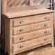 Commode ancienne vintage en chêne massif brut - pieds compas