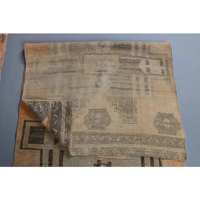 Vintage Turkish Oushak Handmade Wool Runner 88x357