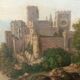 Large Antique Castle Landscape Painting, Oil On Canvas Signed Kraft 1850