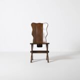 Set of 6 Dutch brutalist dining chairs in stained oak, 1970s