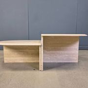 Pair of vintage travertine coffee tables or side tables, 1970s