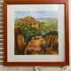Old painting jean laville st germain roussillon + wooden frame
