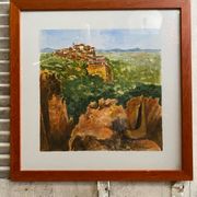 Old painting jean laville st germain roussillon + wooden frame
