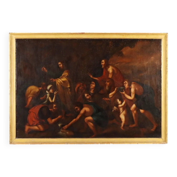 Ancient painting "Moses Brings Forth Water from the Rock" 17th century