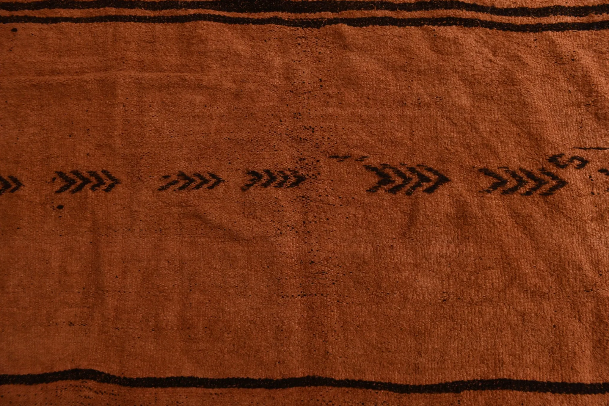 5x8 Terracotta & Black Vintage Kilim Rug, Handwoven Bohemian Bedroom Carpet