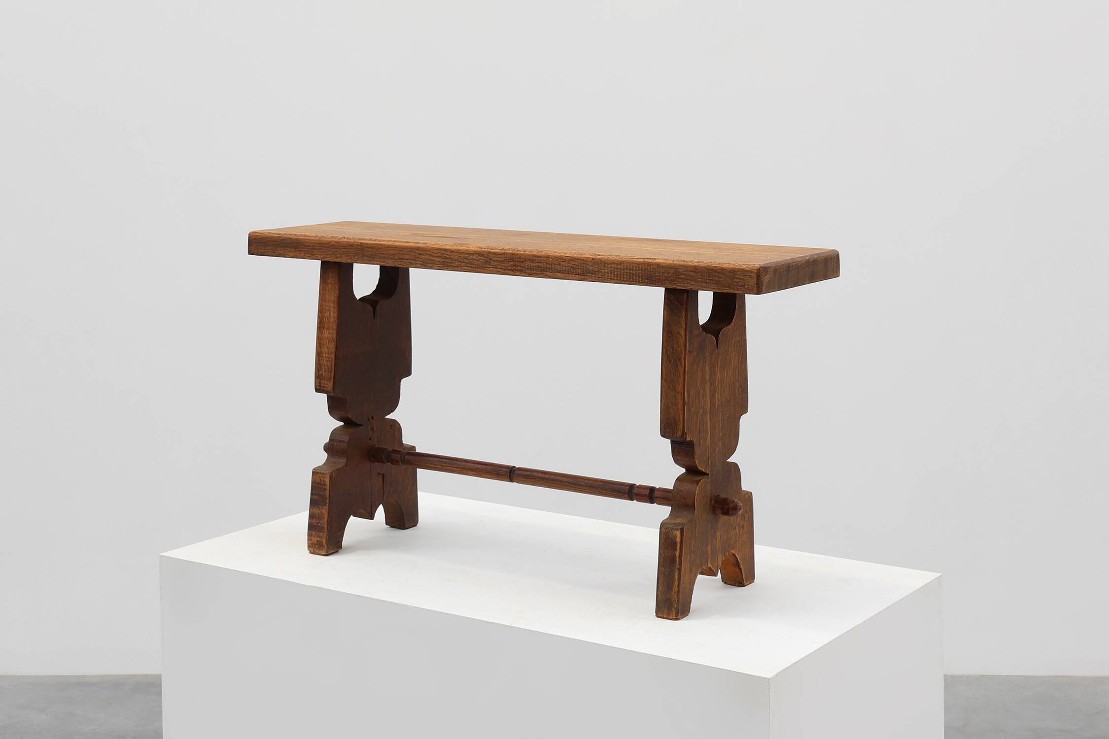 Rustic French solid Oak Bench, France, circa 1900
