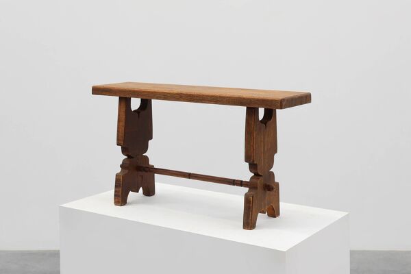 Banc rustique français en chêne massif, France, vers 1900