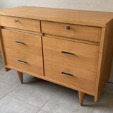 Large vintage 6-drawer chest of drawers from the 50s in oak.