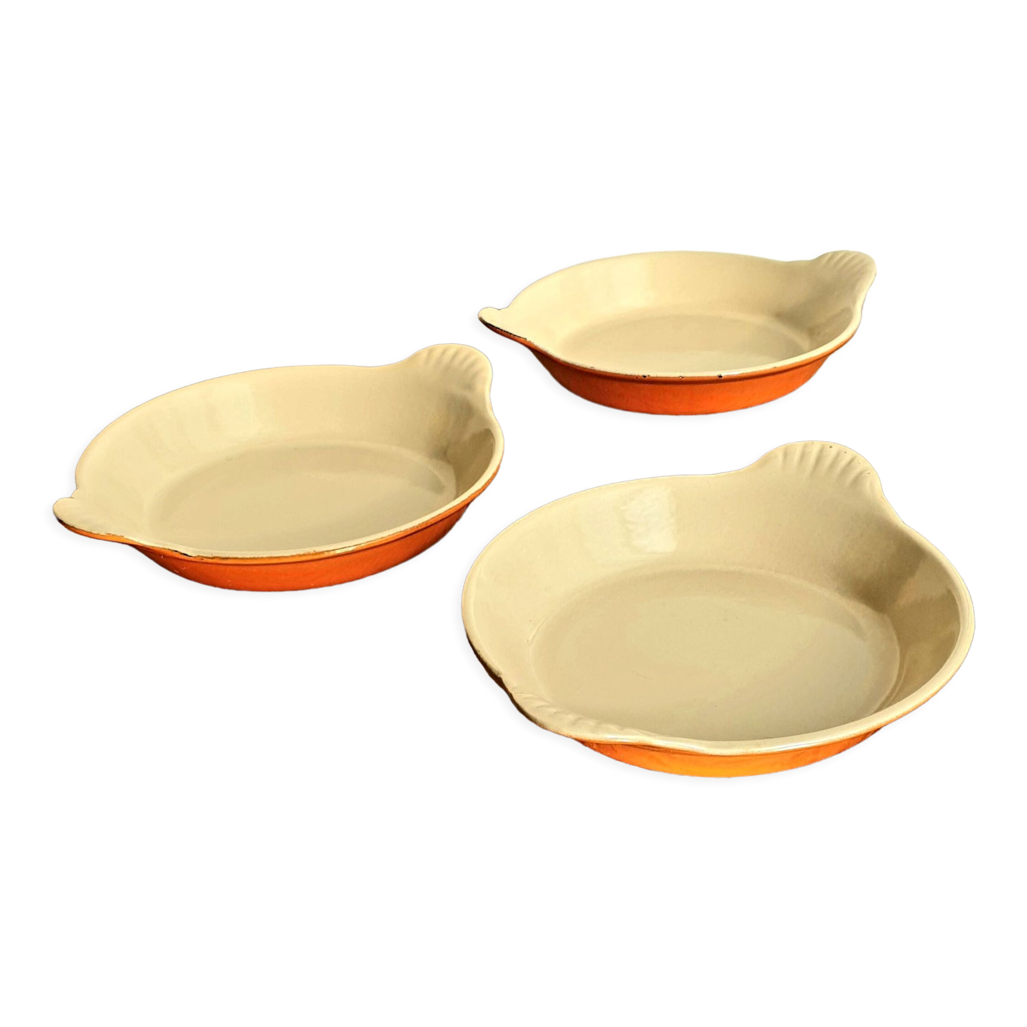 Plat Le Creuset orange vintage 1970 lot x 3