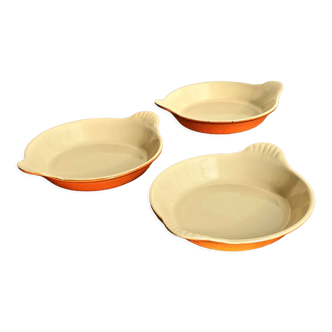 Dish Le Creuset orange vintage 1970 lot x 3