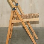 Set of 4 folding steamer chairs in oak from around 1940.