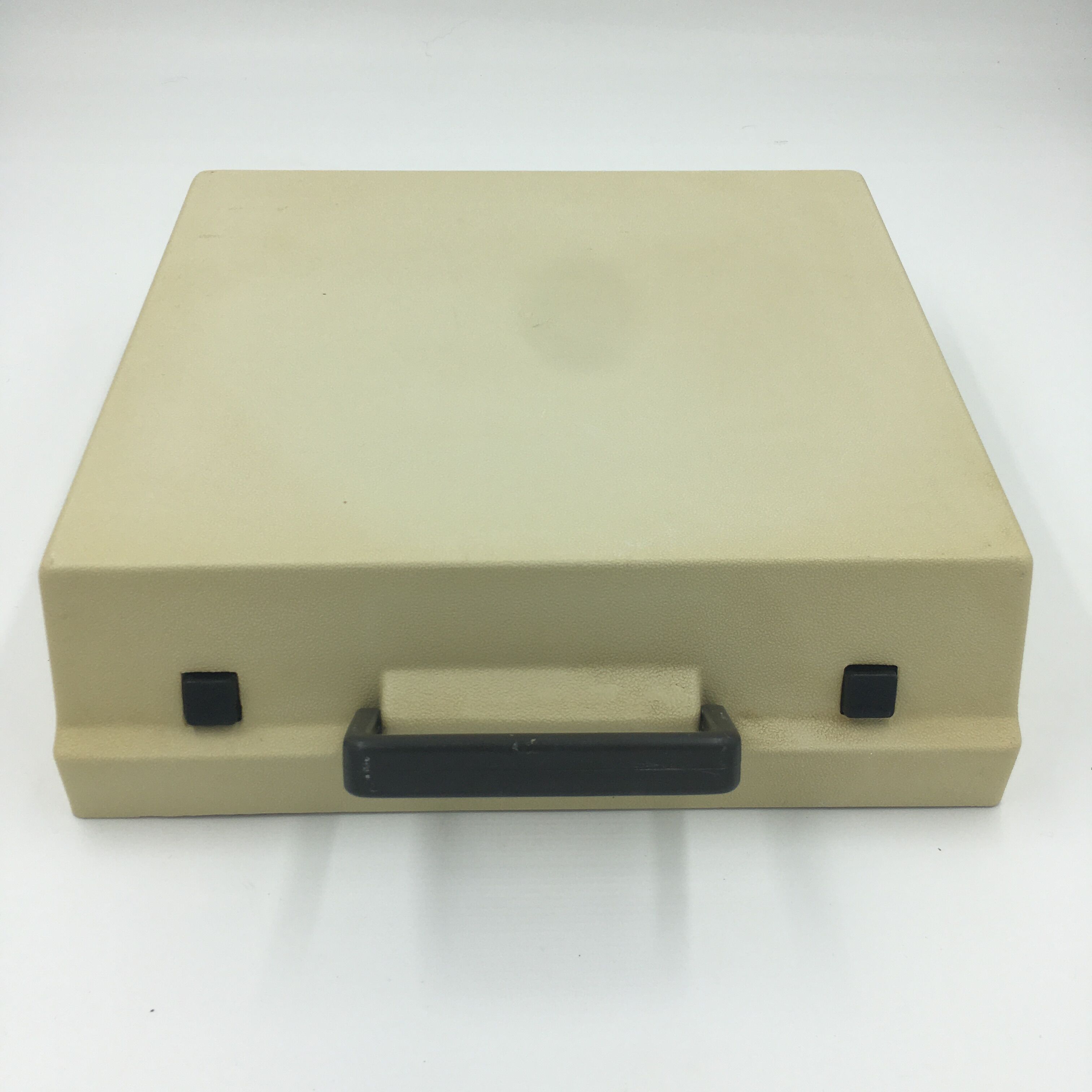 WE typewriter orange