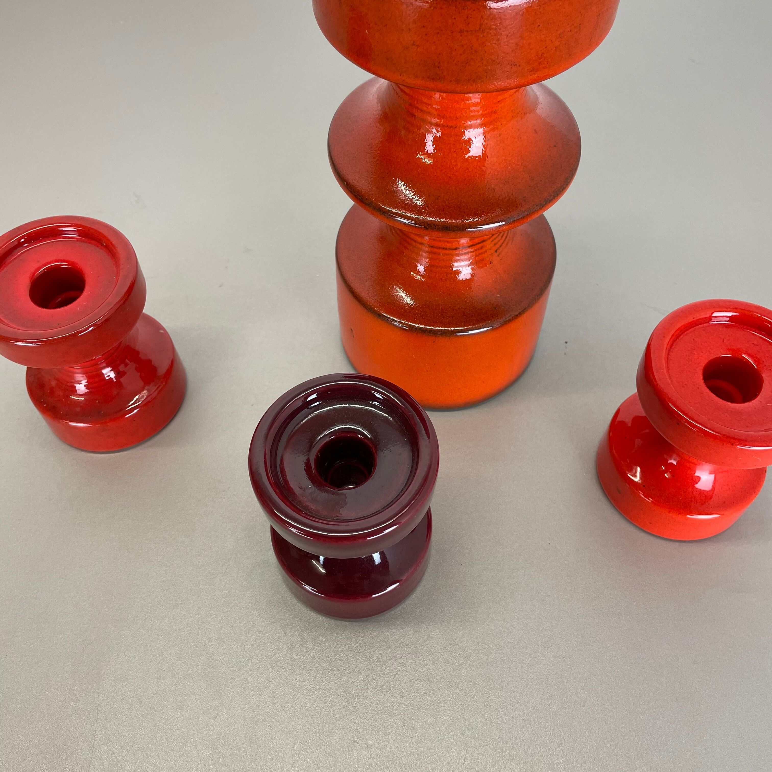 Set of Four Pottery Candleholder by Cari Zalloni for Steuler, Germany, 1970s