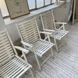 4 white wooden garden chairs