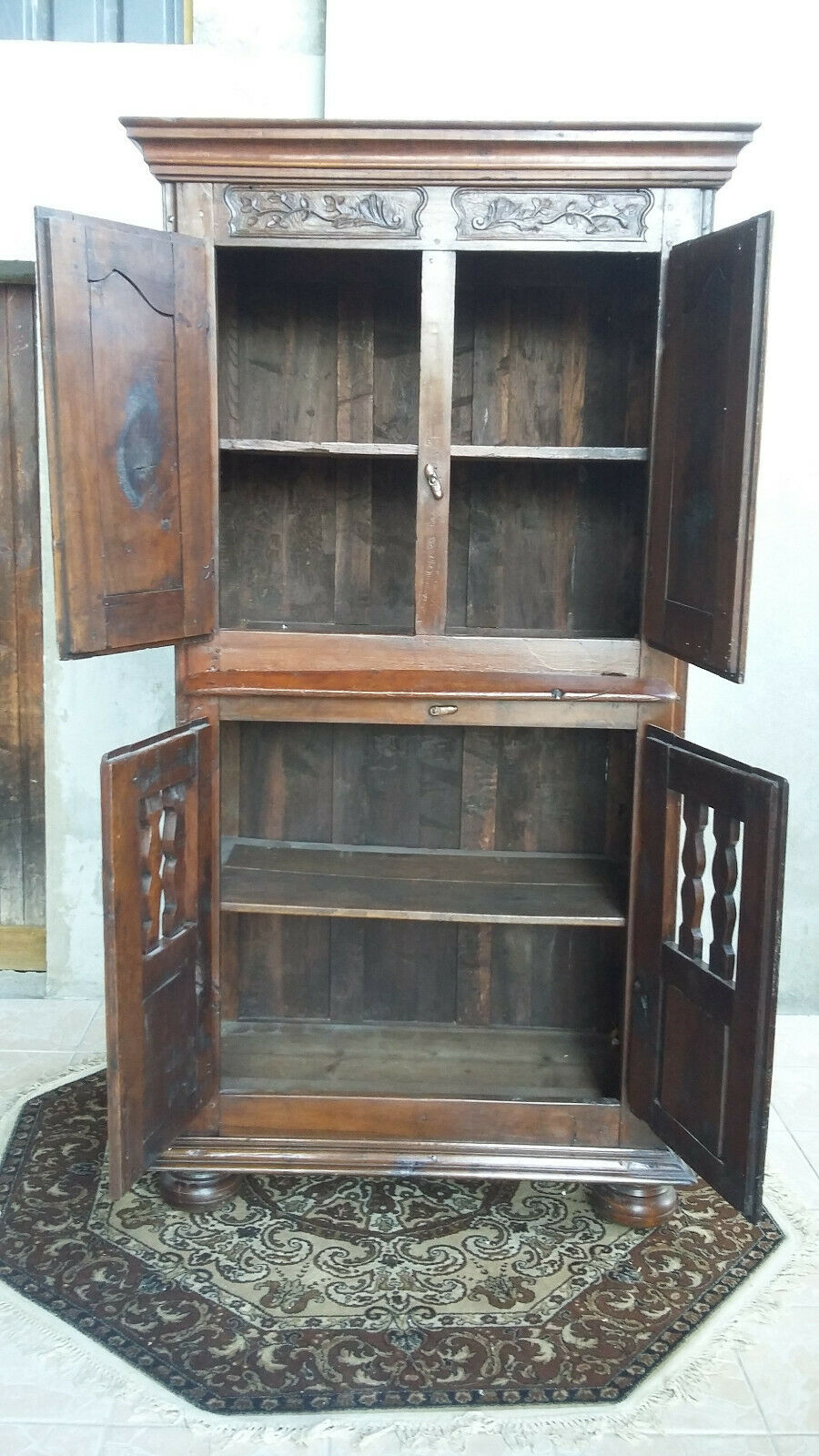 Rustic buffet in natural wood