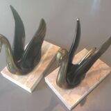 Pair of brass swans bookends