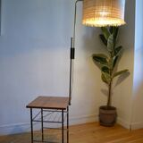 Vintage modernist reading floor lamp with table Poland 1960