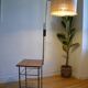Vintage modernist reading floor lamp with table Poland 1960