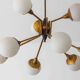 Impressive brass chandelier with opaline globes, Italy 1960s