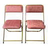 pair of Lafuma folding chairs reupholstered Rose