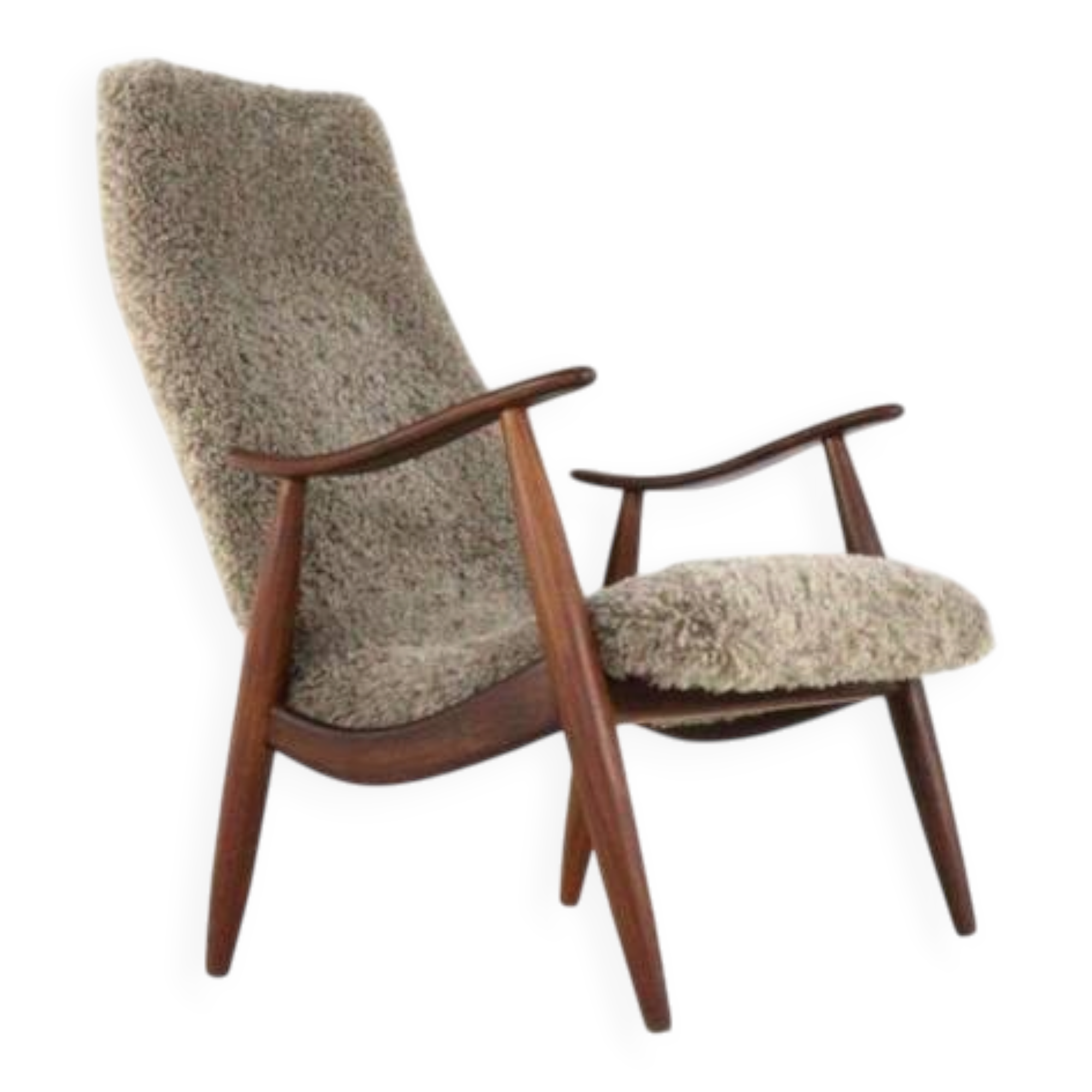 Mid century modern Armchair brown doodle (1) - total restoration - unique