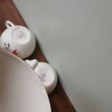 Set of 4 vintage coffee cups Sarreguemines Digoin France opaque real joel model