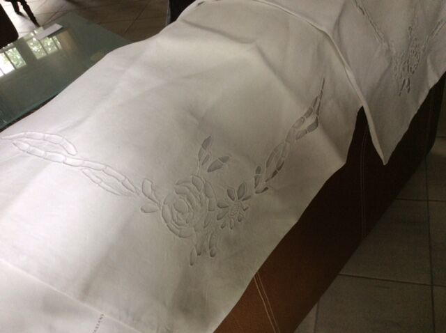 Set of 16 antique hand-embroidered stainedcases