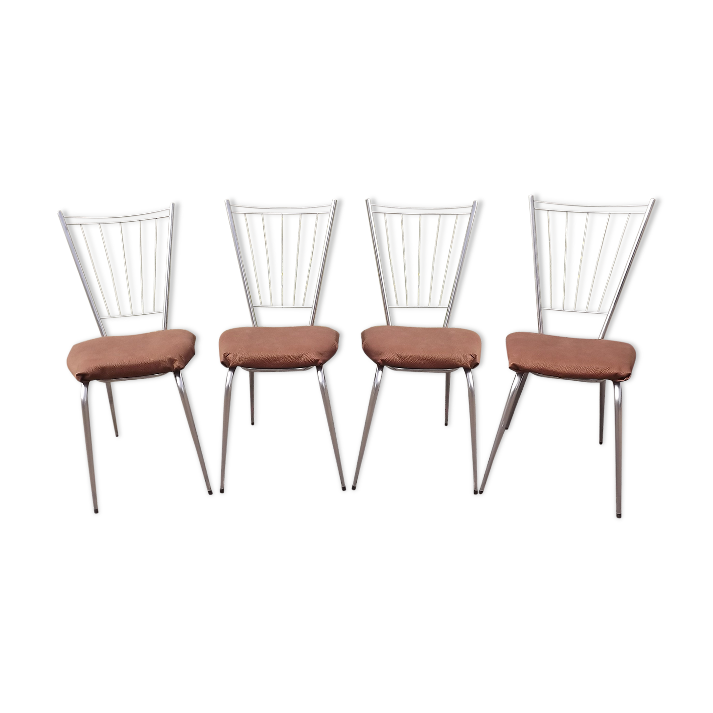 4 vintage chrome and skai chairs