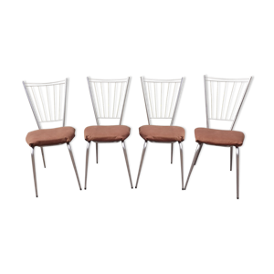 4 chaises vintage chrome - marron