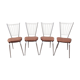 4 chaises vintage chrome et skai marron clair