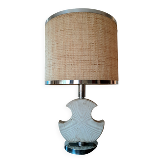 Lampe brutaliste pierre du Gard et chrome 1970