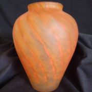 Glass paste vase, orange colour, height - 18 cm.