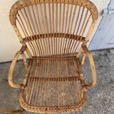 Chair and armchair in vintage rattan 1950