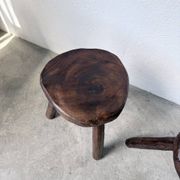 Pair of tripod stools in oak