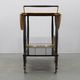 Italian mid-century bar cart with folding leaves, brass and wood