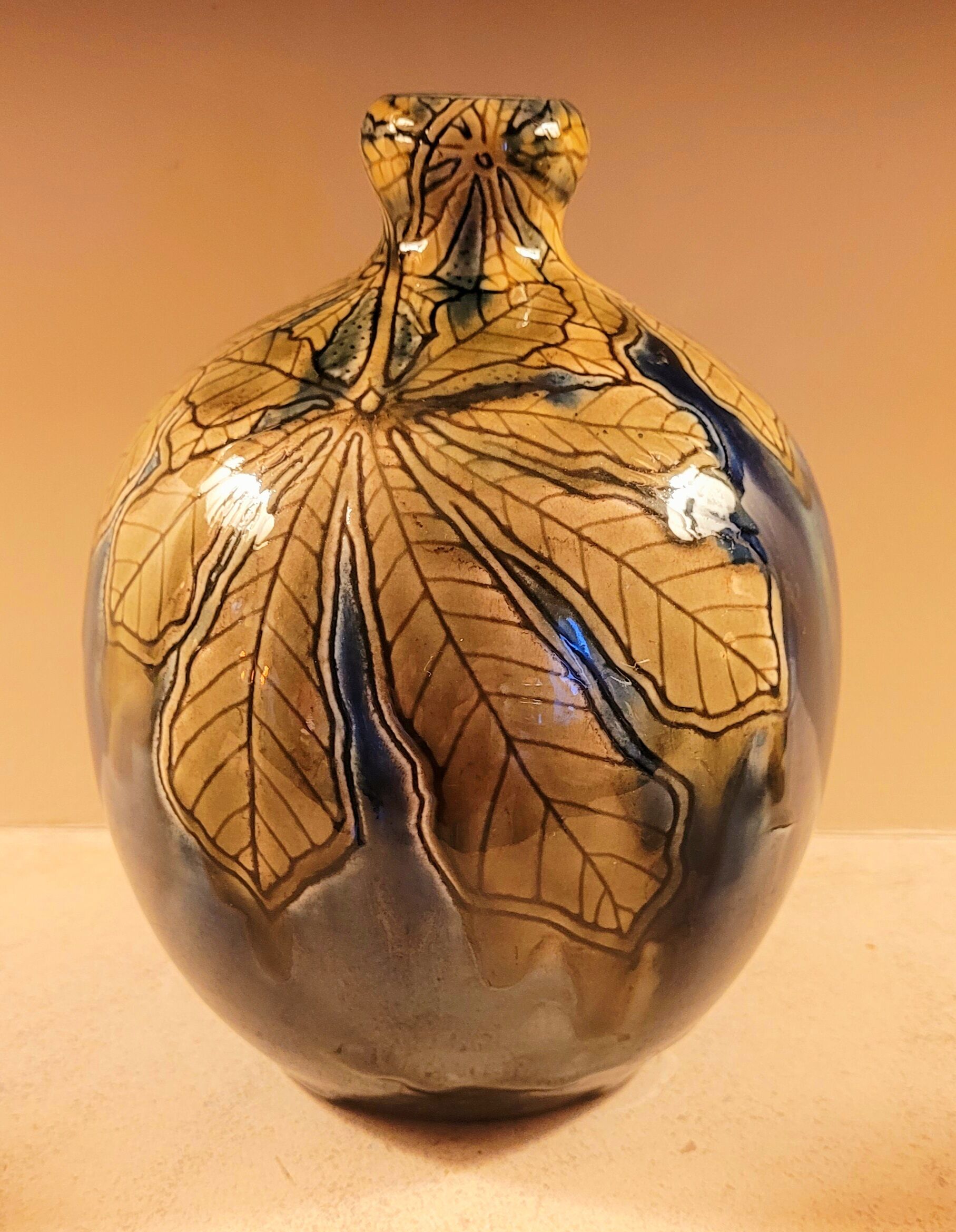 Old vintage art nouveau ceramic vase signed