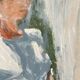 Painting signed pastel female portrait “light in the garden”