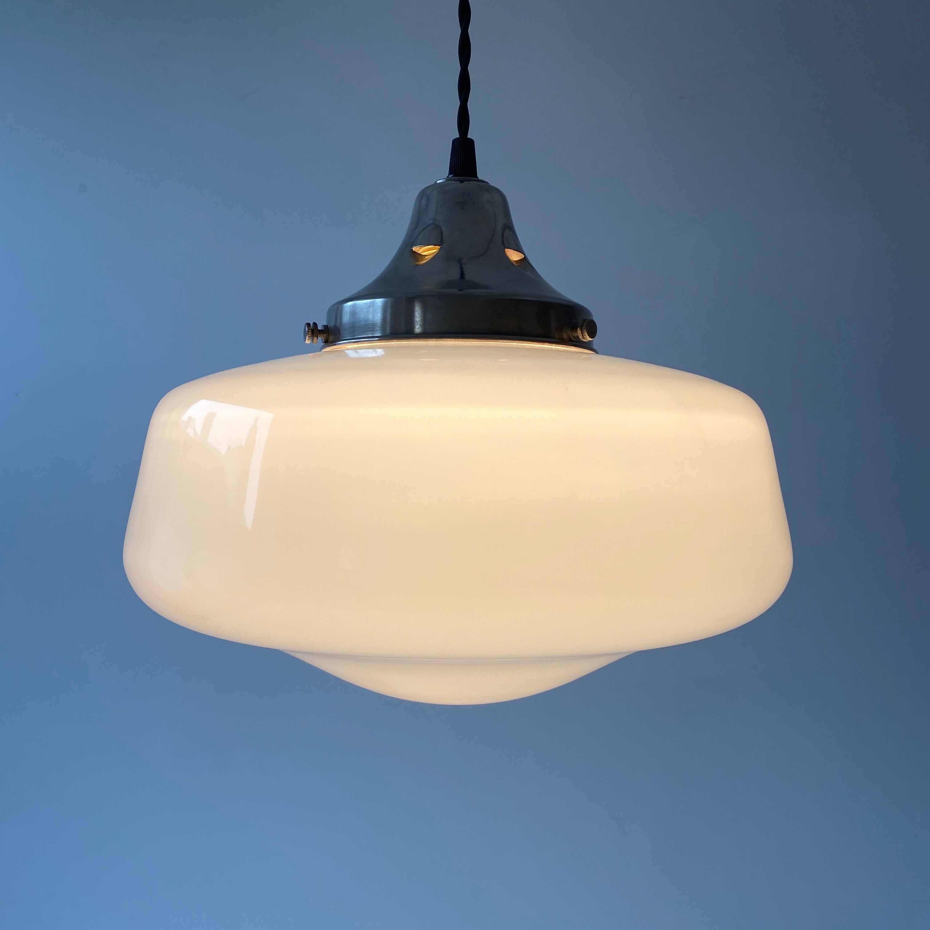 Old vintage opaline suspension lamp 30 cm