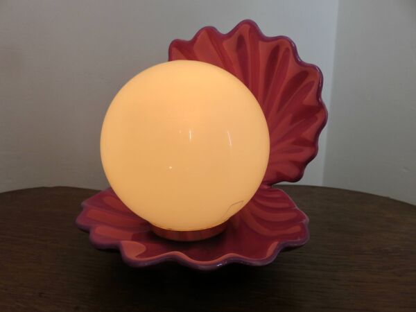 Lampe coquillage en céramique mauve 1970